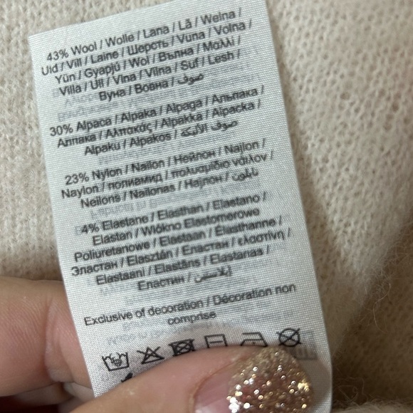 Selected Femme, size XXL wool/alpaca cream long sleeve frilled cuff sweater - Picture 8 of 8